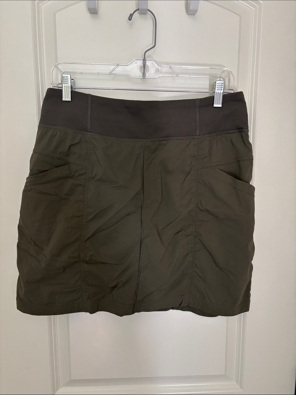 Prana Olive Green Active Skort with Ribbed Waistband